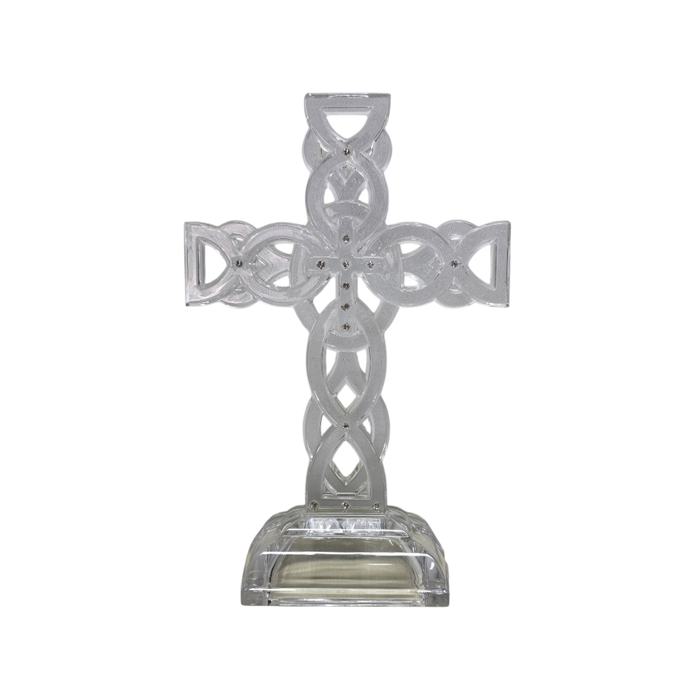 Crystal Cross w Celtic Design Decorative Piece